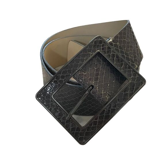 Banana Republic Snake Print Gray Patent Leather Belt - Picture 1 of 6